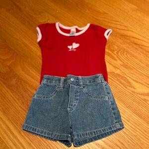 Old Navy Red Short Sleeve Tee and Jean Shorts
